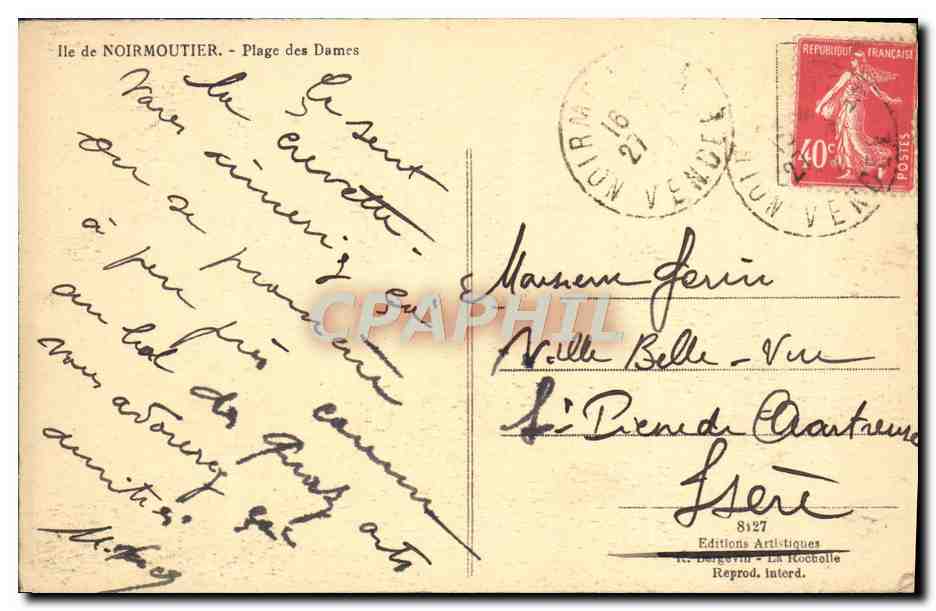 Ile de Noirmoutier — Plage des Dames — Editions Artisticques — Verso
