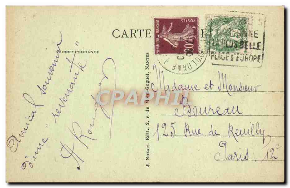 Les Sables-d'Olonne - La plage à marée basse — J. Nozais, éditeur, n° 240 — Rückseite
