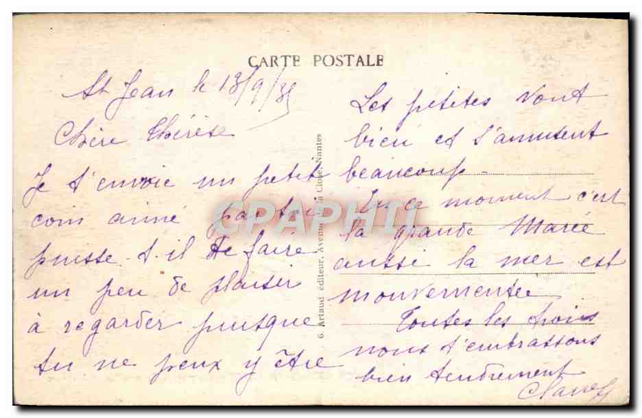 Les Sables-d'Olonne (Vendée) — Le remblai et la plage — éditeur Artaud, n° 115 — Verso