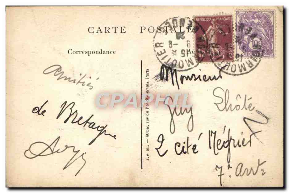 CPA Ile de Noirmoutier Bois de la Chaize La chambre des Dames — Verso