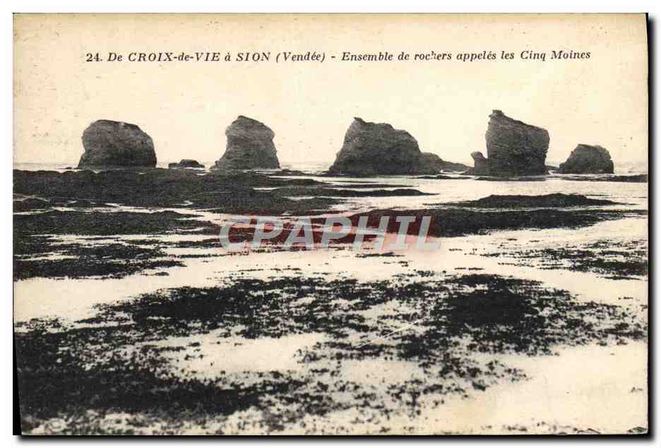 De CROIX-de-VIE à SION (Vendée) — Ensemble de rochers appelés les Cinq Moines