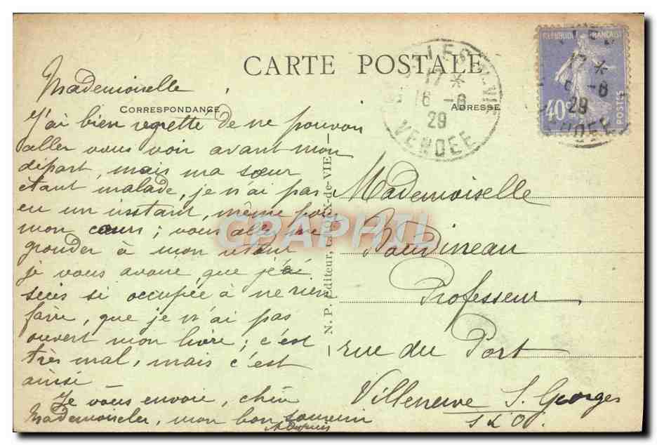 De CROIX-de-VIE à SION (Vendée) — Ensemble de rochers appelés les Cinq Moines — Rückseite