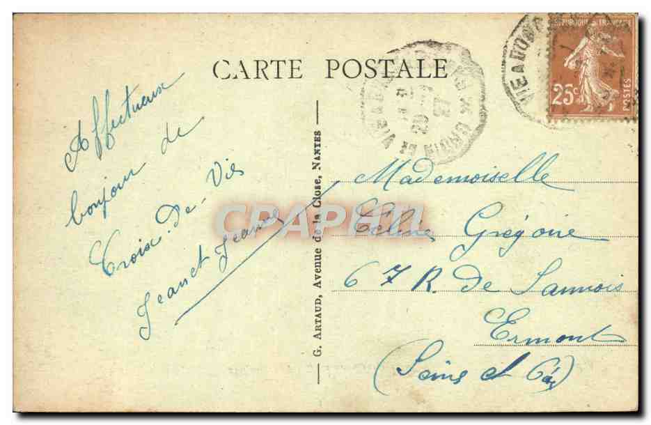 CPA Saint Croix de Vie Rochers  — Rückseite
