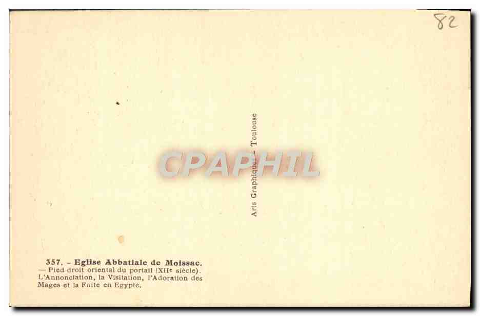 CPA Eglise abbatiale de Moissac Pied droit oriental du portail — Rückseite