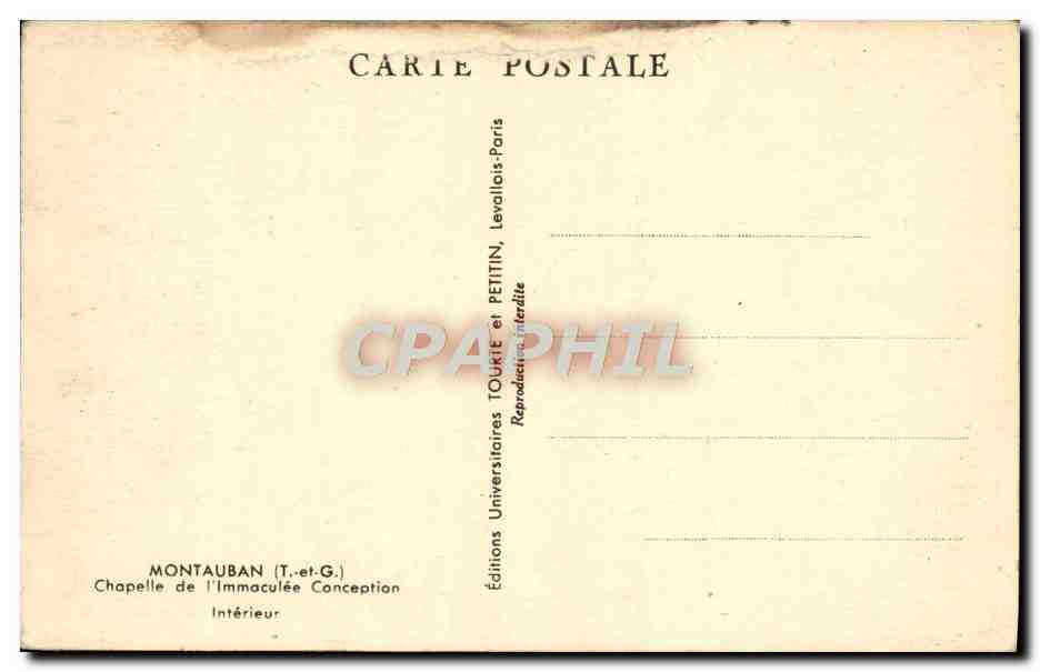 CPA Montauban Chapelle de l'Immaculee Conception Interieur  — Verso