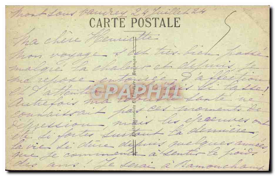 CPA Mont Sous Vaudrey Chateau Jules Grevy Un coin du parc — Rückseite
