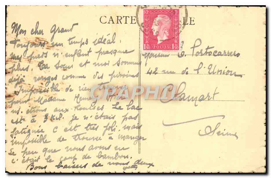 CPA Morez du Jura Le Grand Hotel de la Poste — Rückseite