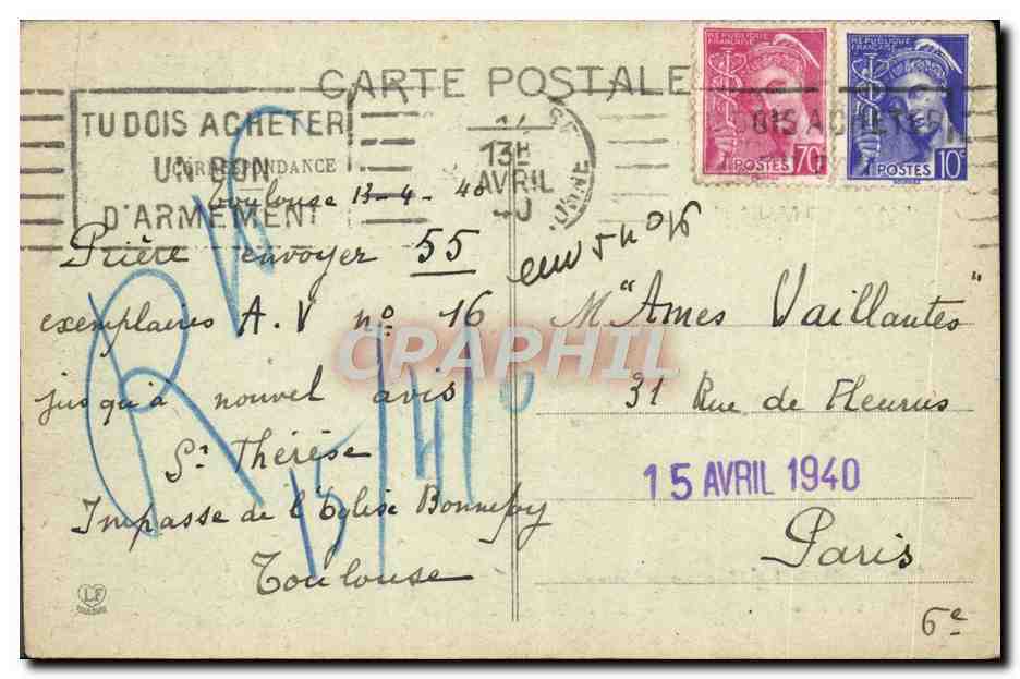 CPA Soreze Ecole Chambre du Pere Lacordaire  — Rückseite