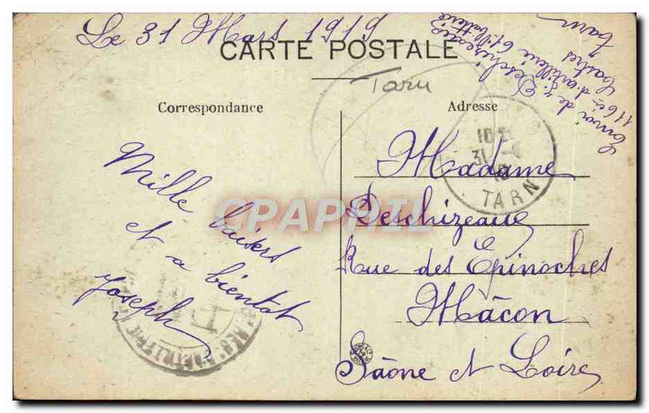CPA Le Sidobre Prad Castres Vue Generale Caserne du 116eme Artillerie Lourde Militaria — Rückseite