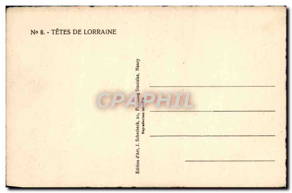 CPA Homme Tetes de Lorraine Folklore  — Rückseite