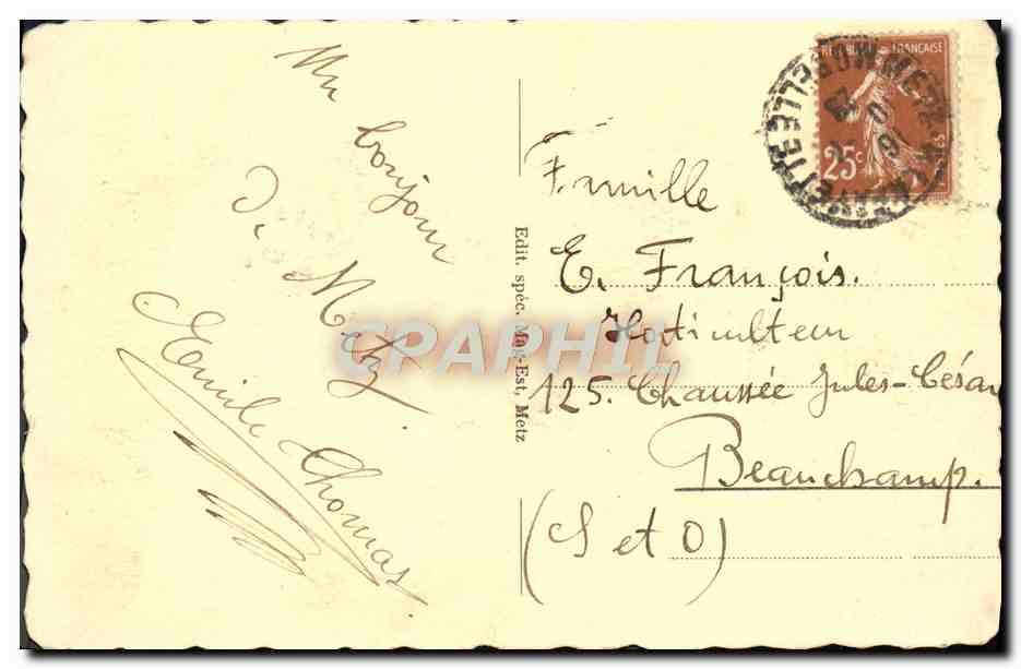 CPA Metz La Digue de la Pucelle et la Cathedrale — Rückseite