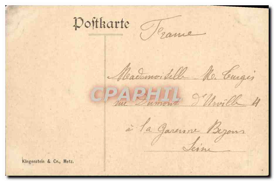 CPA Metz Place Royale et ancienne caserne du Genie Militaria — Rückseite