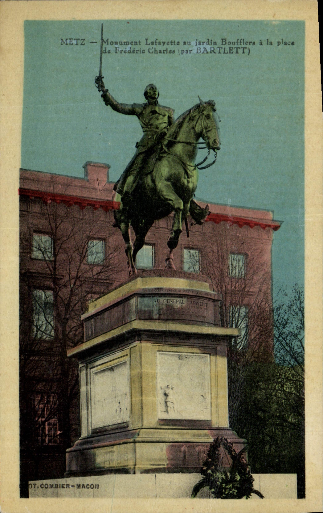 CPA Metz Monument Lafayette au jardin Boufflers a la place de Frederic Charles par Bartlett