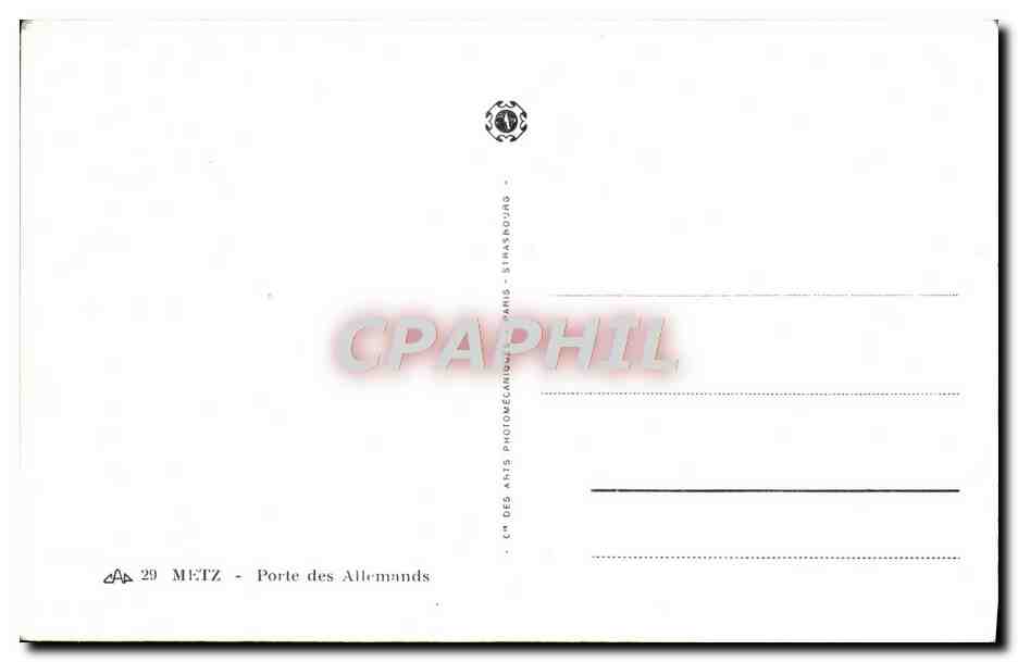 CPA Metz Porte des Allemands — Verso