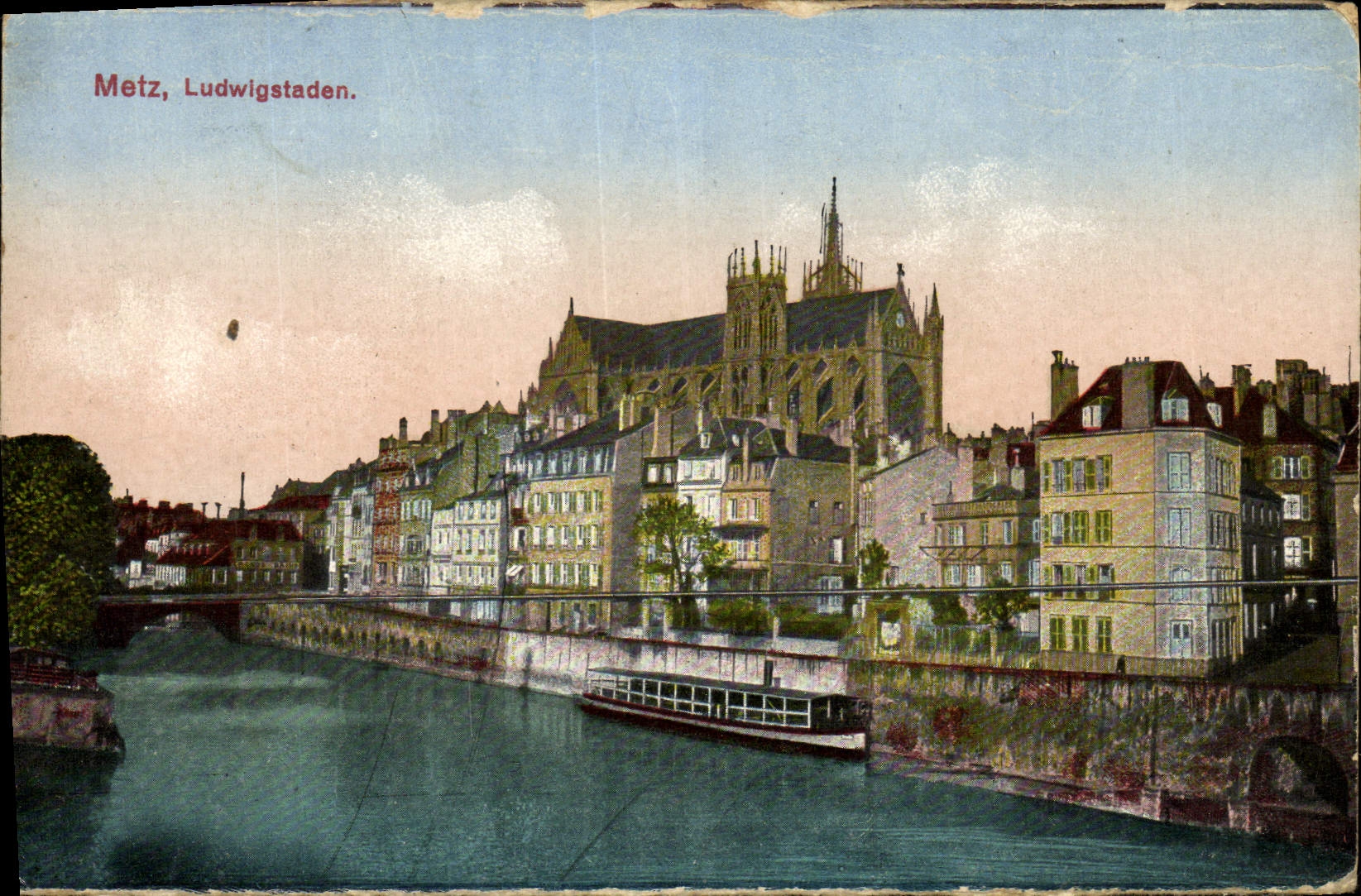 Metz, Ludwigstaden — vue de la cathédrale et du fleuve — Gerhard Blumlein & Co., Frankfort