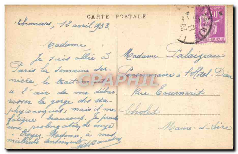 Thouars (Deux-Sèvres) — Le Château, La Chapelle et le Caveau des Ducs de la Trémoille — Lih-Paul Le Guillon, édit., Thouars — Verso