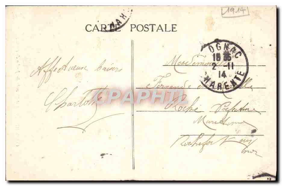 CPA Cognac Pont Et Cascade Du Jardin De l'Hotel De ville — Rückseite