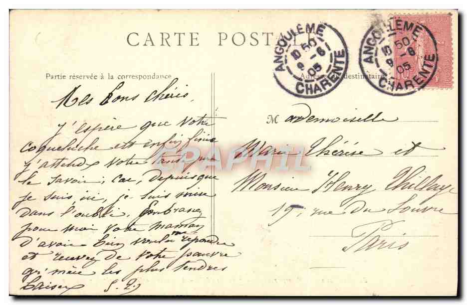 Angoulême — Remparts Desaix et du Midi — A droite la Cathédrale — B.F., Paris — Verso