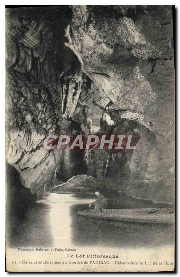 Galerie souterraine du Gouffre de PAdIRAC — Débarcadère du Lac de la Pluie — Phototypie Debernert et Paila, Cahors, n°65