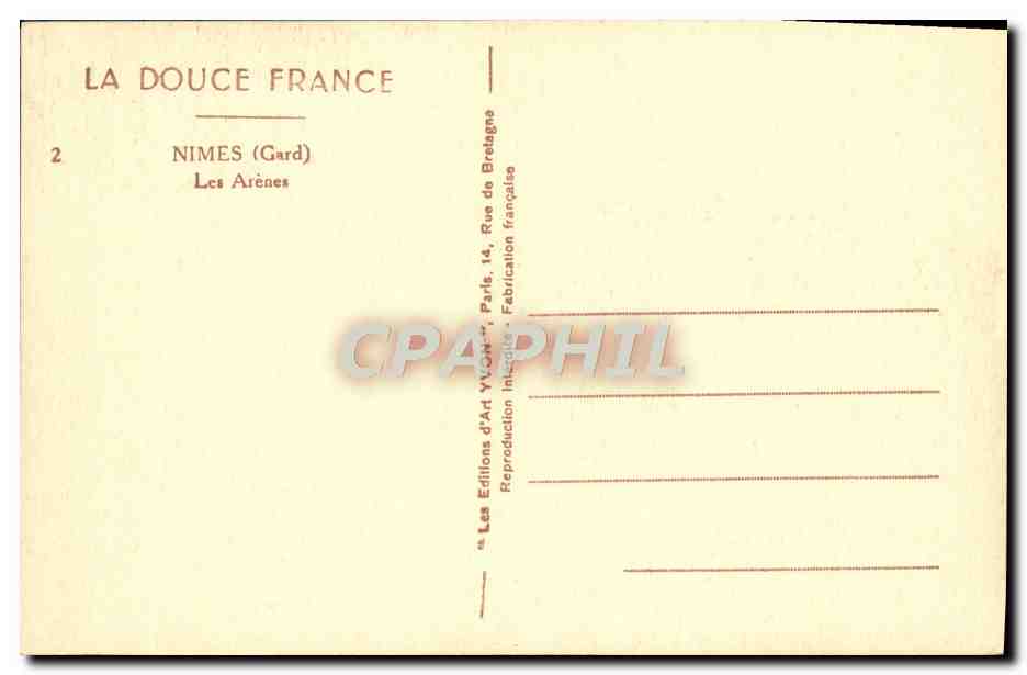 CPA La Douce France Nimes Les Arenes — Rückseite