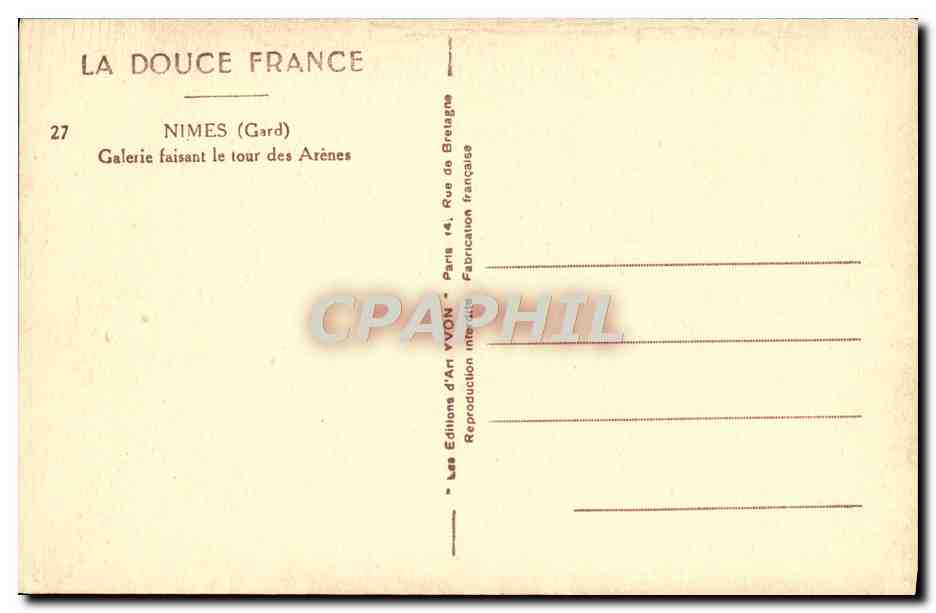 Nîmes (Gard) — Galerie um die Arenen — Editions d'Art Yvon — Rückseite