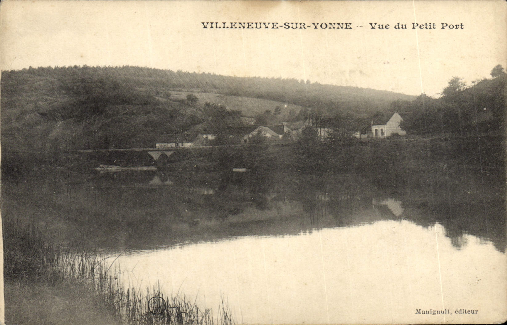 Tarjeta postal antigua Villeneuve Sur Yonne Vista Del Pequeño Puerto