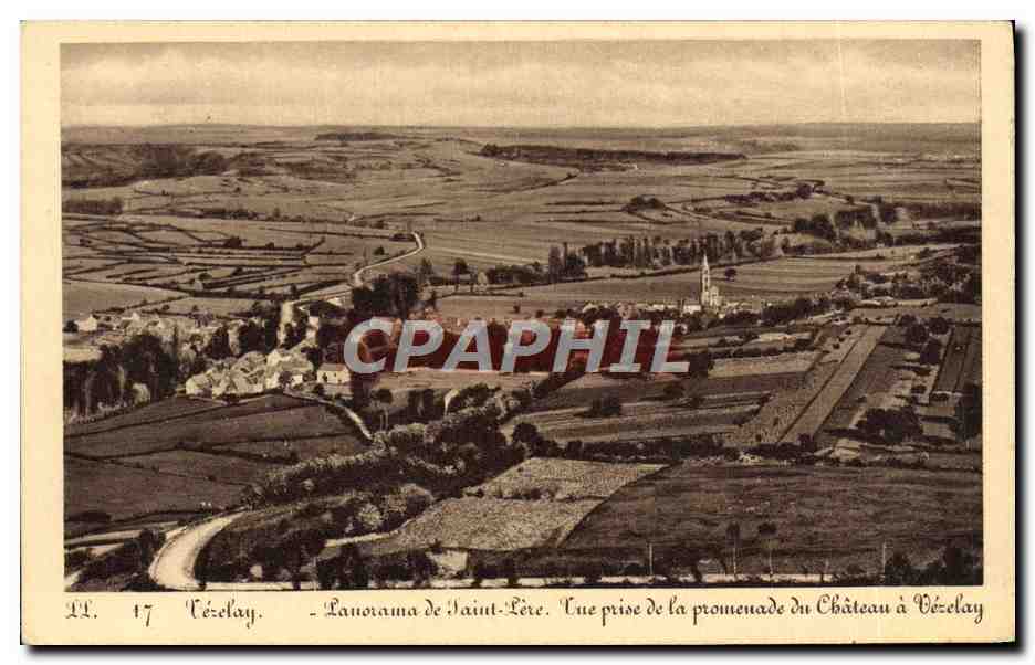 Vézelay — Panorama de Saint-Lôre. Vue prise de la promenade du Château à Vézelay — LL. 17 — Éditeur : Recrones & Rauin, Paris