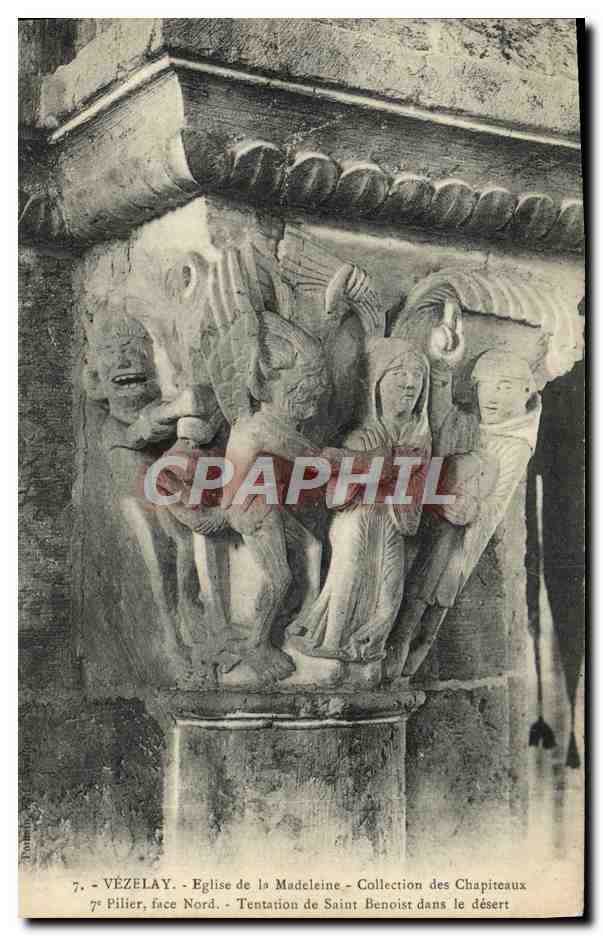 CPA Vezelay Eglise De La Madeleine Collection Des Chapiteaux Tentation de Saint Benoist dans le desert