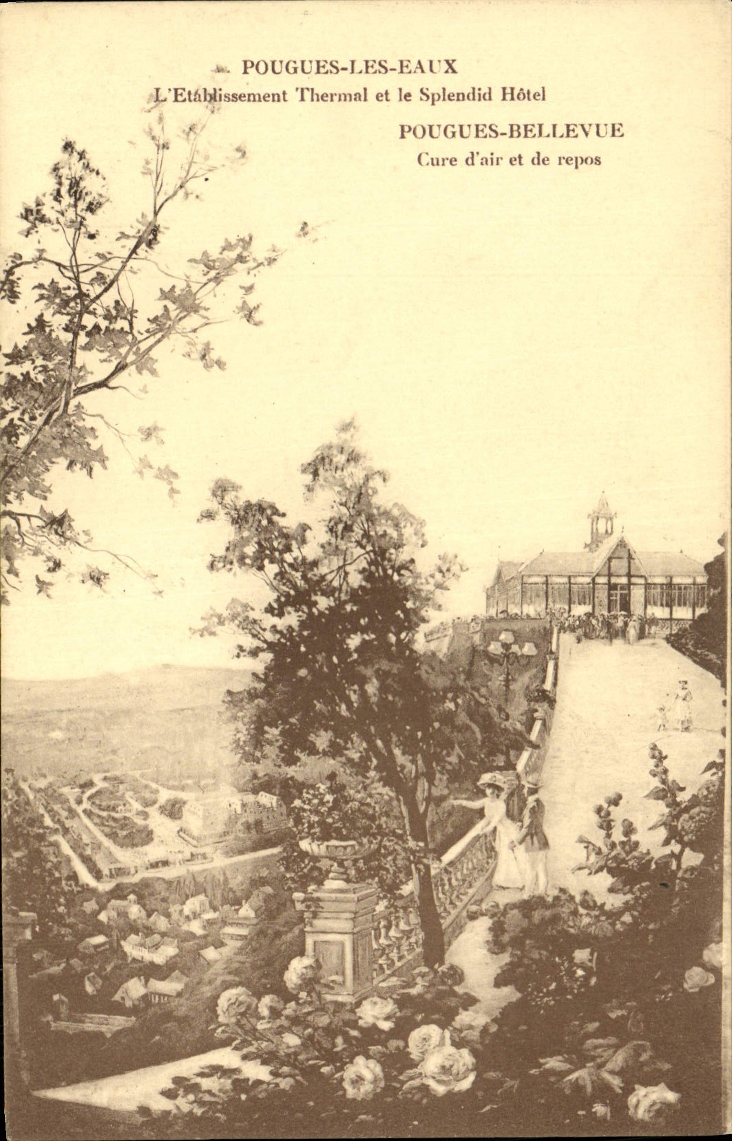 CPA Pougues Les Eaux L'Etablissement Thermal Et Le Splendid Hotel