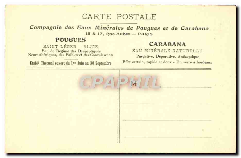 CPA Pougues Les Eaux L'Etablissement Thermal Et Le Splendid Hotel — Rückseite