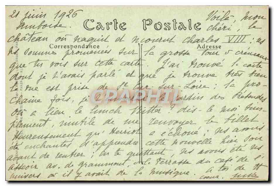 CPA Amboise Le Chateau Et Le Pont — Rückseite