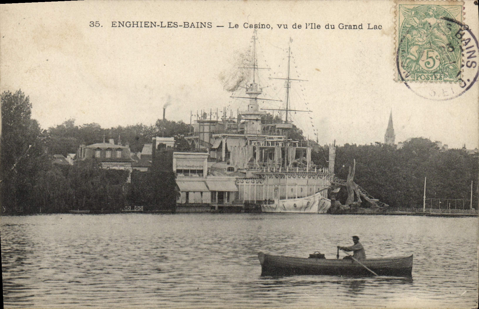 CPA Enghien Les Bains Le Casino Vue De l'Ile Du Grand Lac