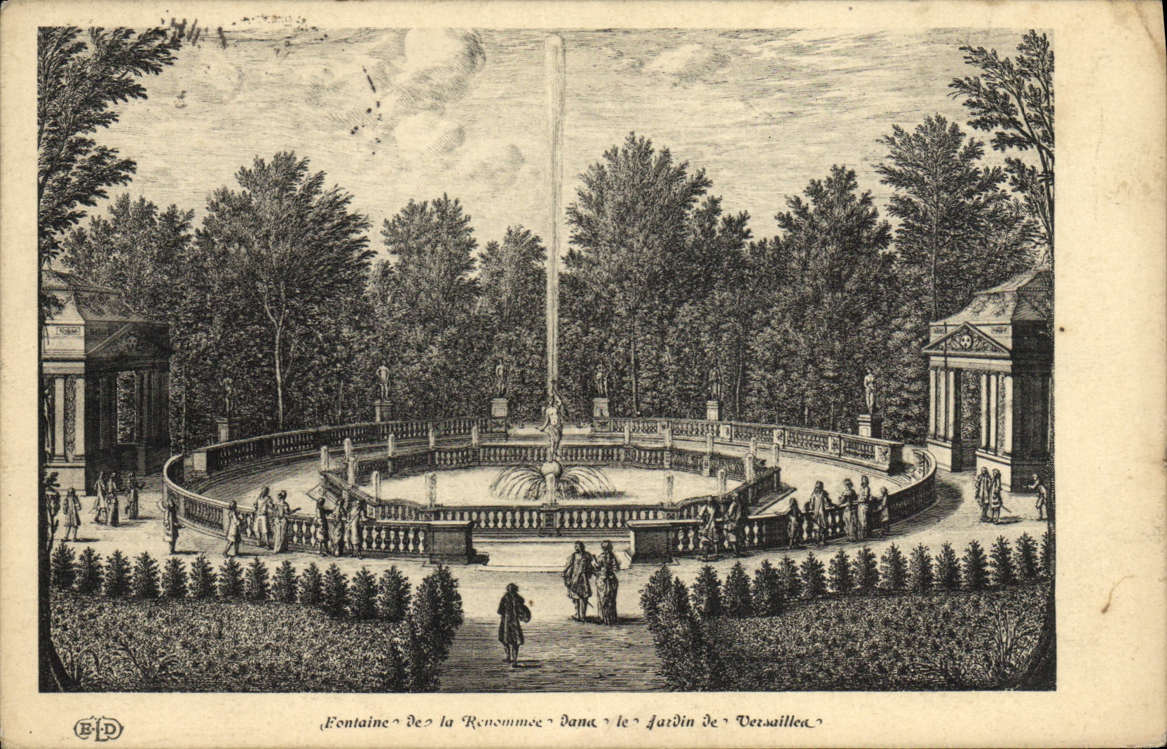 Fontaine de la Renommée dans le jardin de Versailles — Éditeur E.D.