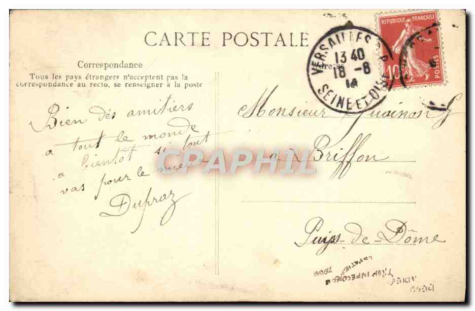 Fontaine de la Renommée dans le jardin de Versailles — Éditeur E.D. — Rückseite