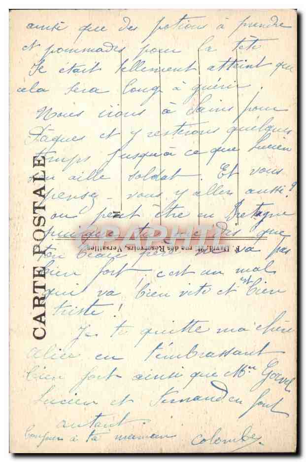 CPA Versailles Le Palais La Chapelle — Verso