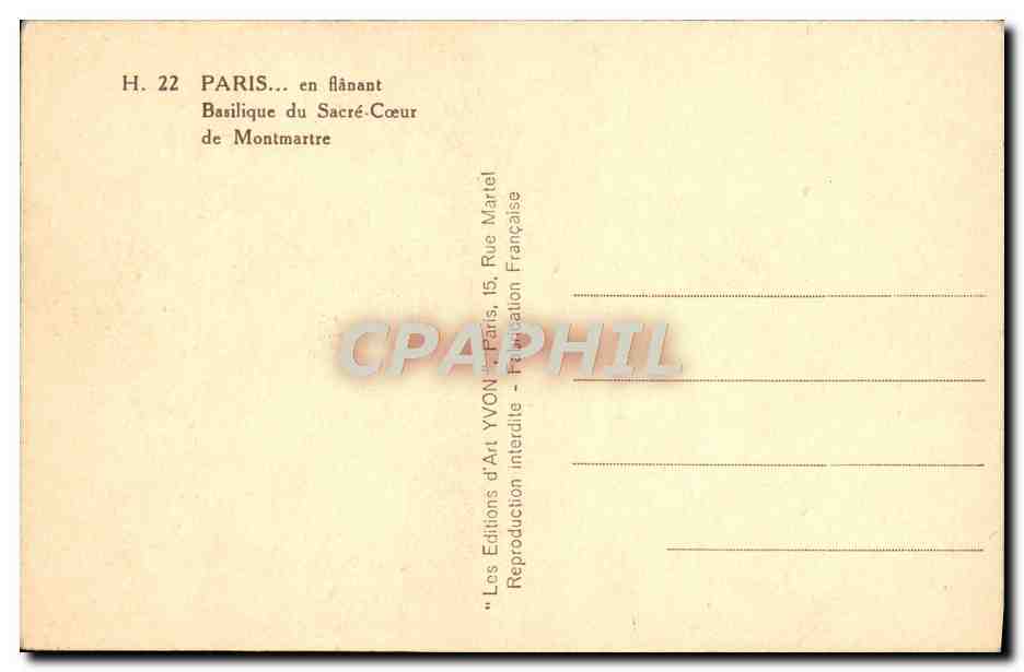 CPA Paris En Flanant Basilique Du Sacre Coeur De Montmartre — Rückseite