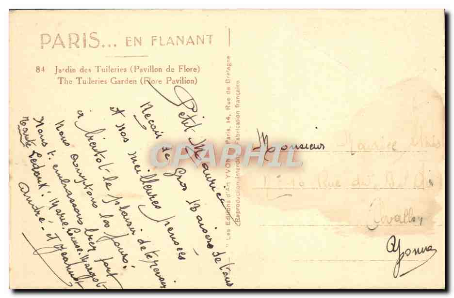 CPA Paris En Flanant Jardin Des Tuileries — Rückseite
