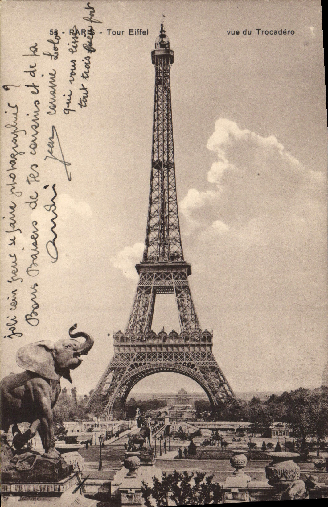 CPA Paris Tour Eiffel Vue Du Trocadero Elephant