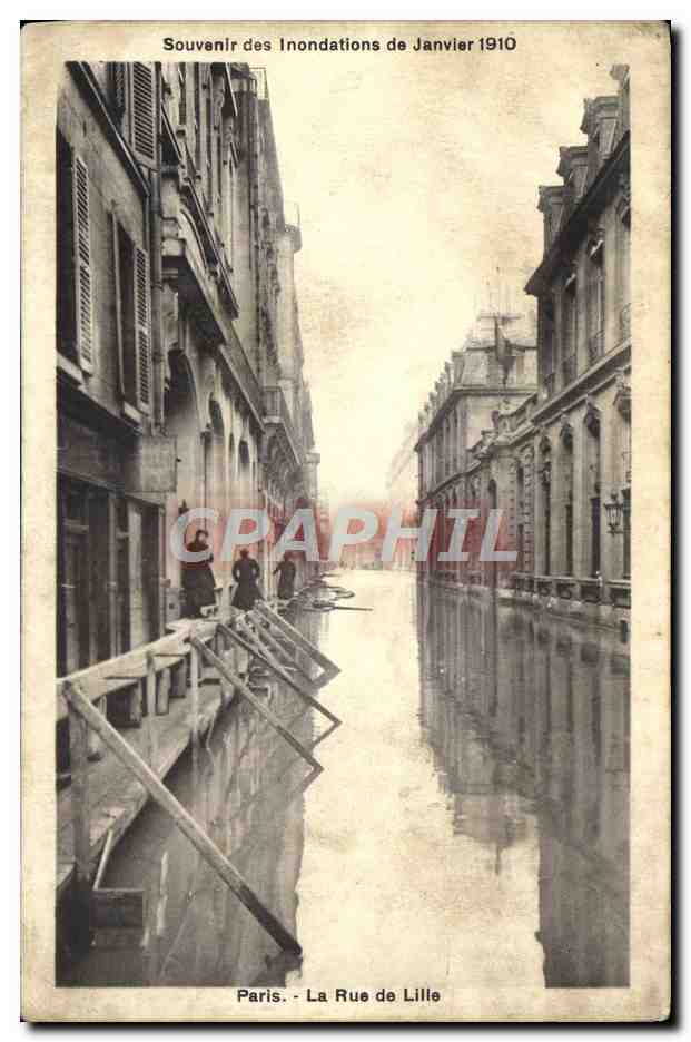 CPA Souvenir Des Inondations De Janvier 1910 Paris La Rue De Lille 