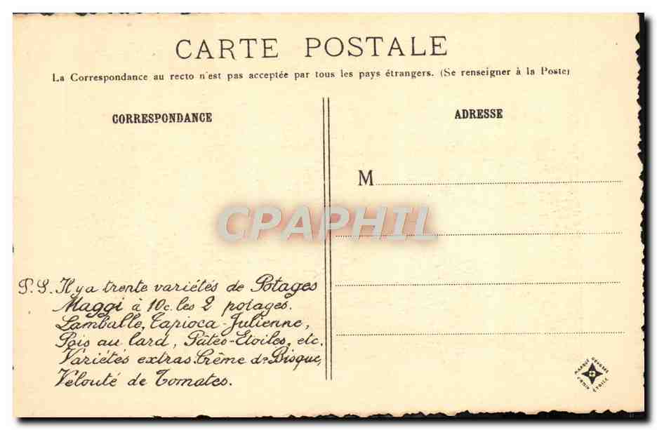 CPA Vieux Paris Le Quai De La Rapee Publicite Maggi — Rückseite