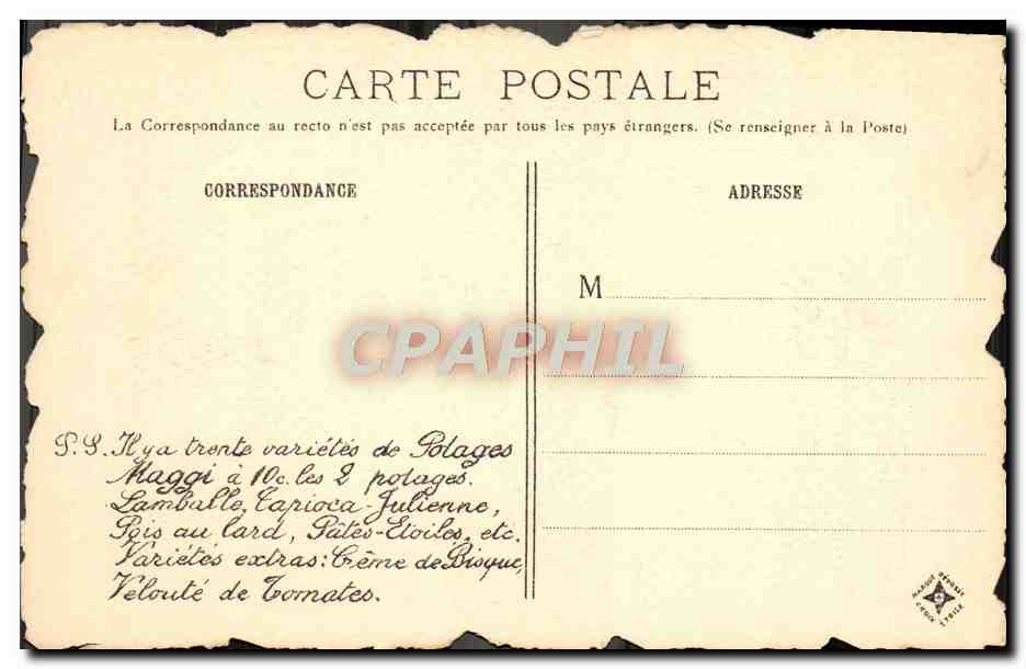 CPA Vieux Paris Le Quai De La Rapee Publicite Maggi — Rückseite