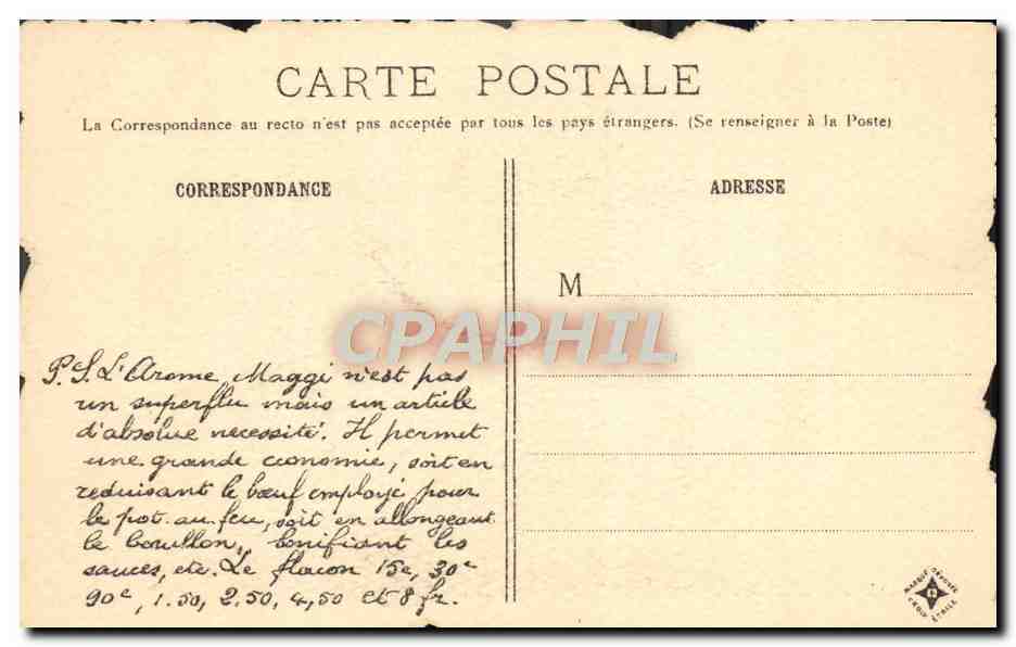 CPA Vieux Paris Le Quai De l'Hotel De Ville Publicite Maggi — Rückseite