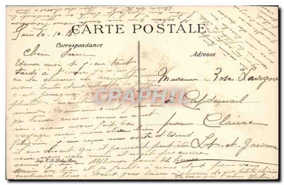 CPA Souvenir De Paris Gare de Lyon  — Rückseite