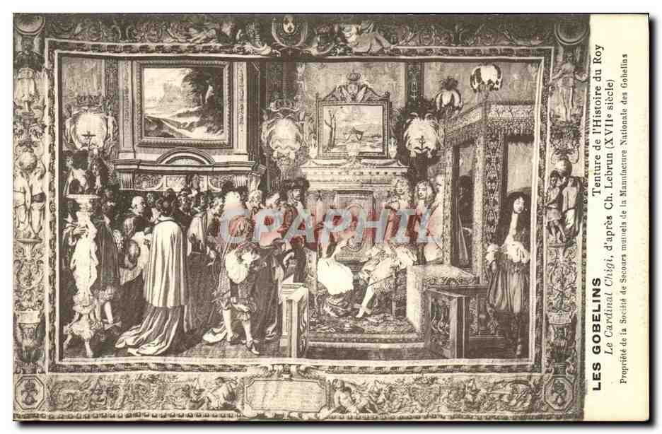 CPA Les Gobelins Tenture De l'Histoire Du Roy Le Cardinal Chigi d'Apres Lebrun Musee Paris