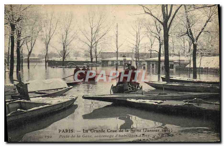 Paris — Die große Flut der Seine (Januar 1910) — Tor der Station, Rettung der Bewohner von Orly — N° 18 Pha