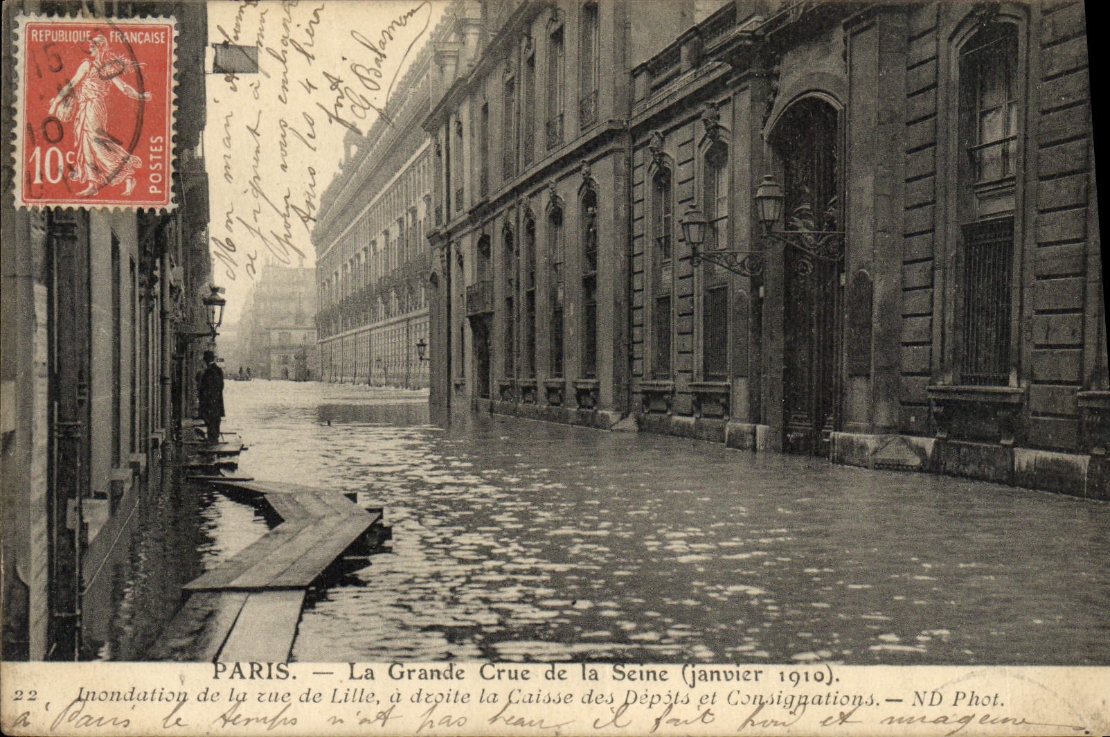 CPA Paris La Grande Crue De La Seine Inondation de la rue de Lille Caisse des DEpots et Consignations 