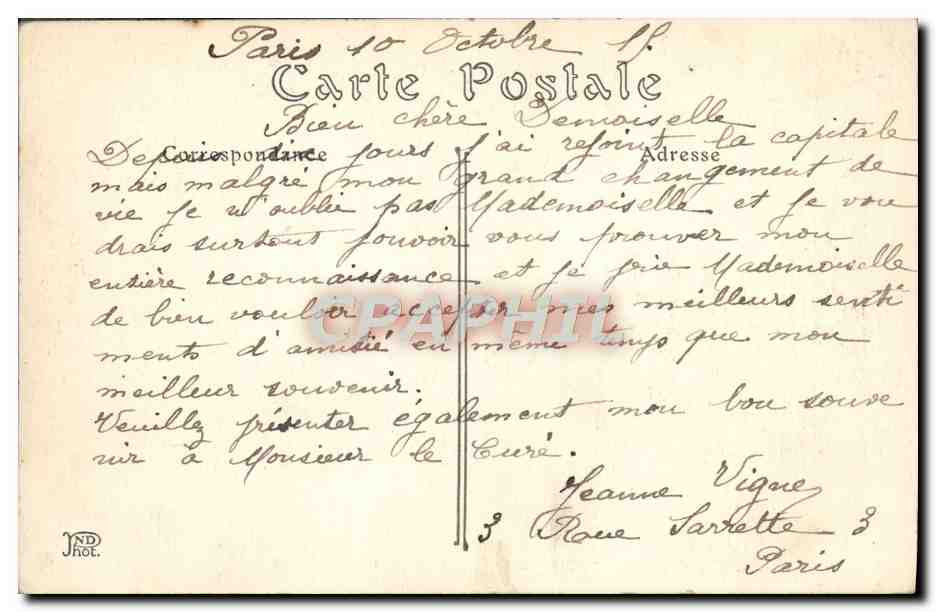 CPA Paris Lac Du Parc De Monstouris — Verso
