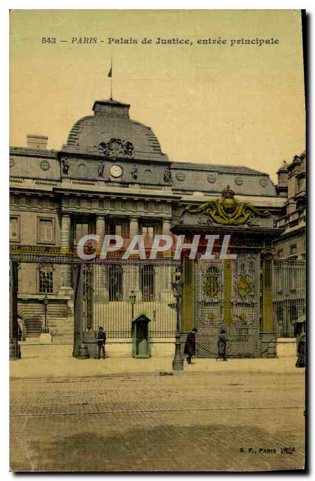 CPA Paris Palais De Justice Entree Principale (carte toilee)