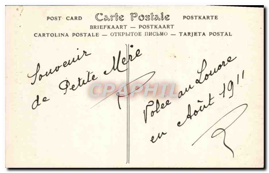 CPA Musee Du Louvre Ecole Florentine Vinci La Joconde — Verso