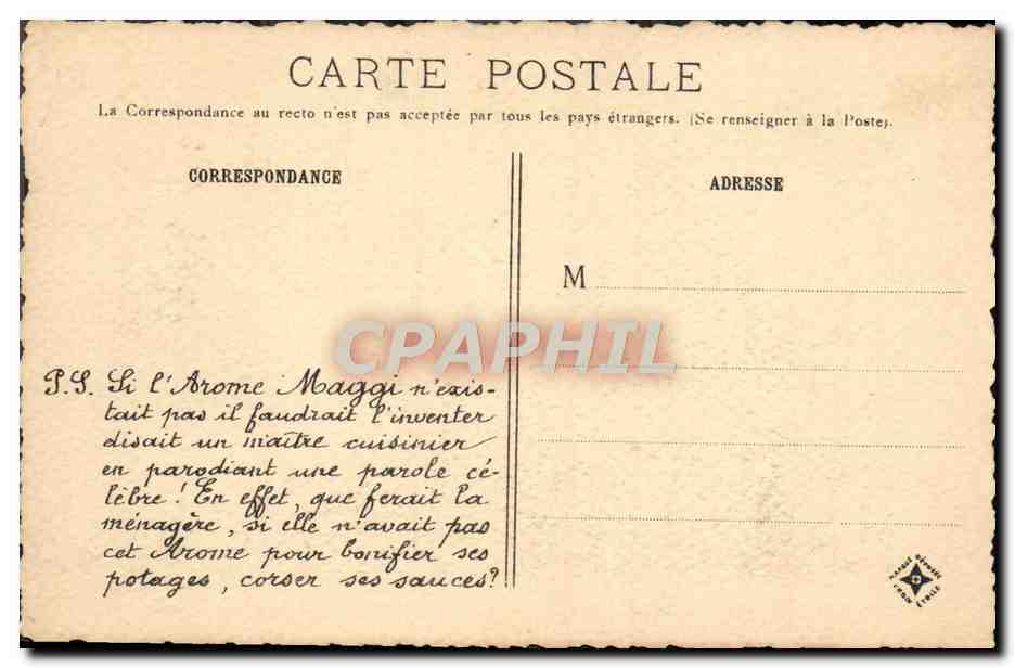 CPA Vieux Paris Rue De la Bucherie Ancien Hotel Dieu Publicite Maggi — Rückseite